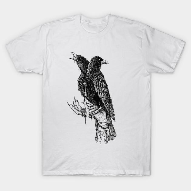 Men Black Print T-shirt Crow No-Cut Transfer Paper Print Cotton Tshirt S белый