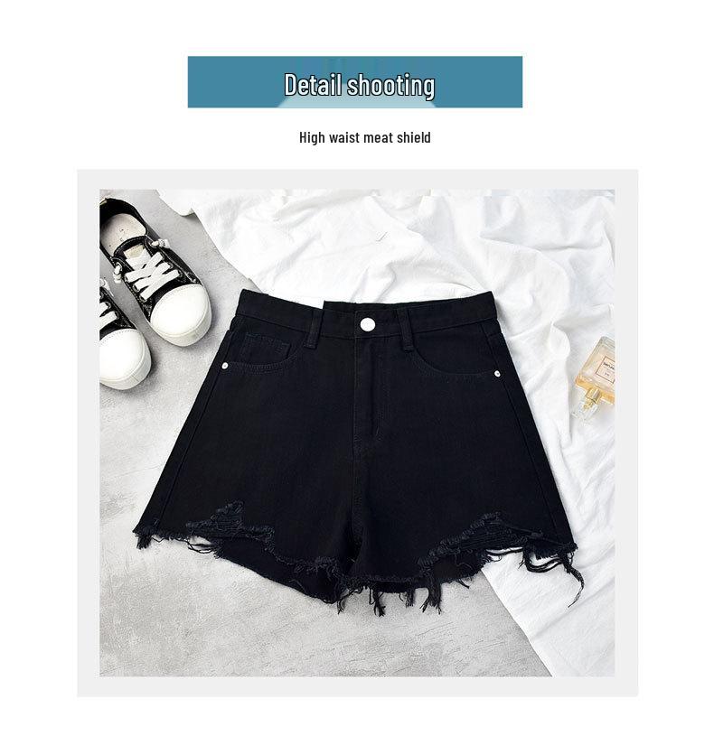 Trendy High-Waist Women's Raw Edge Ripped Denim Shorts - Summer Style