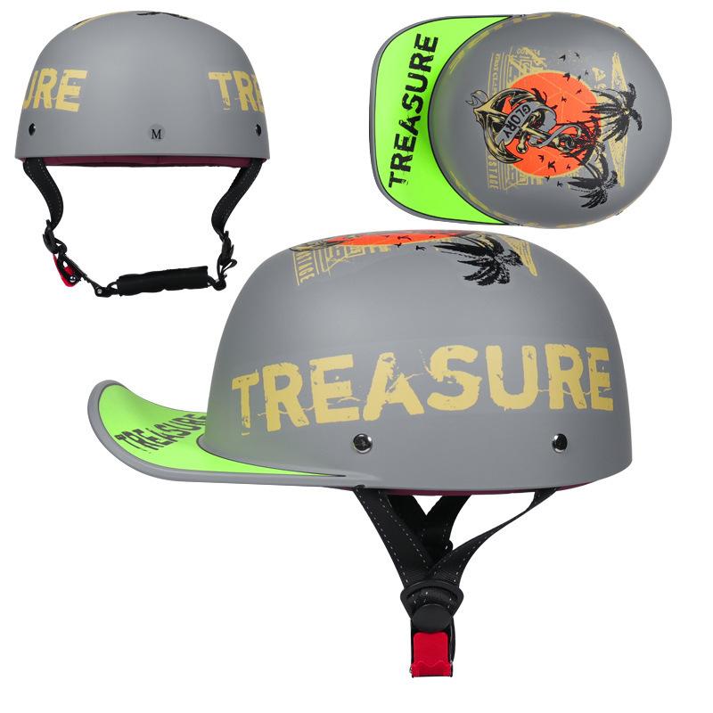 Vintage gangster personality baseball cap men and women painted helmet scoop helmet cap helmet electric car half helmet riding