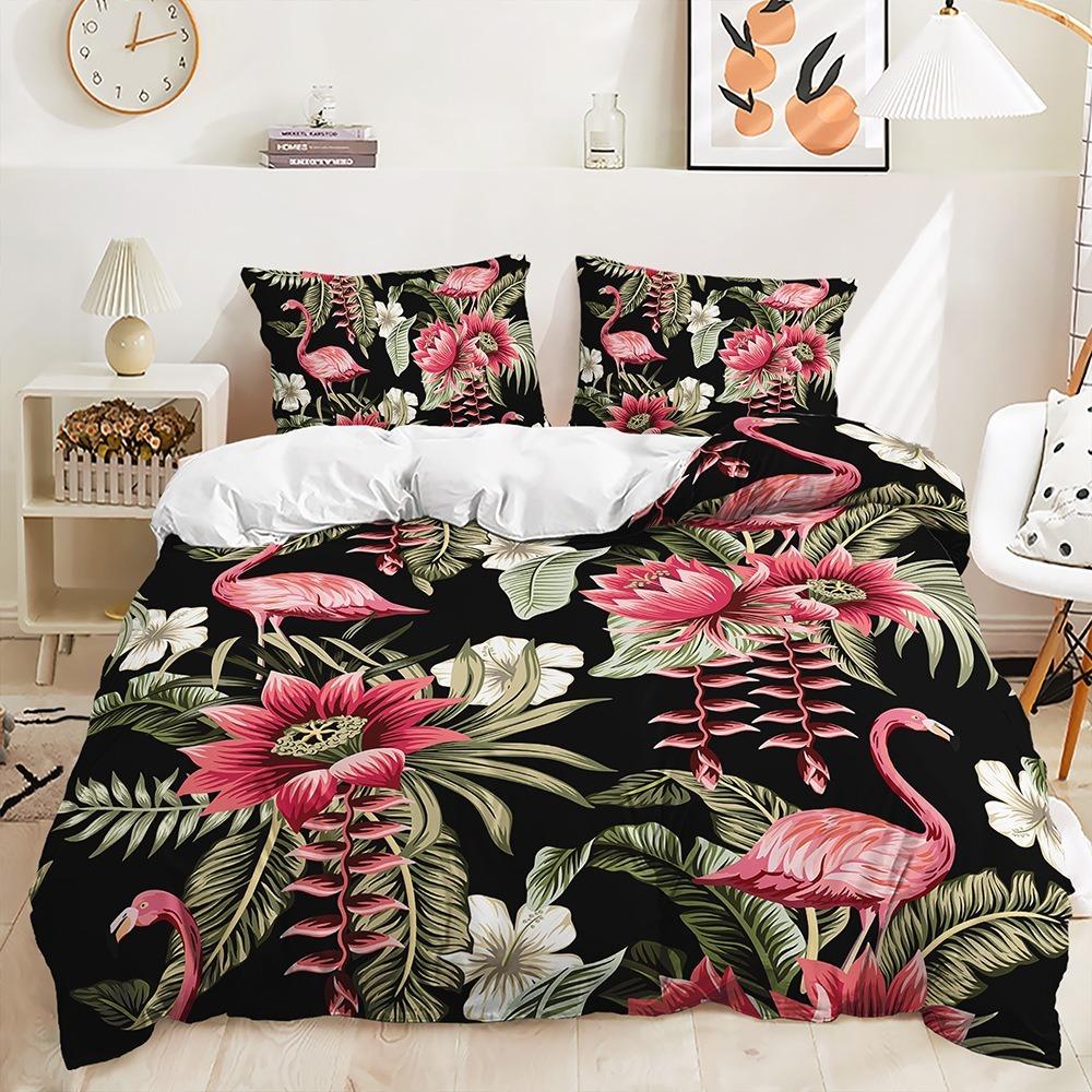 3D Flamingo Duvet Cover Full Size 2/3 Animal Pattern Bedding Set with Pillowcases for Teens and Boys 2/3 Polyester Duvet Cover
