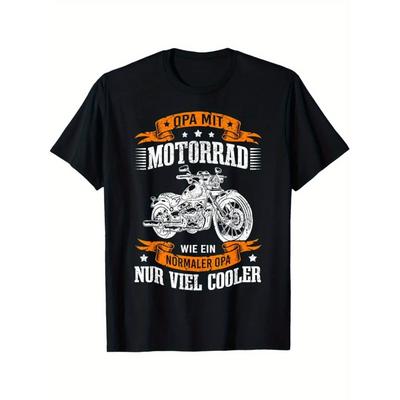 Unisex Funny German Motorcycle Grandpa T-Shirt - Opa Biker Gift with Motorrad Graphic & German Text, All-Season Casual Round Neck Short Sleeve Tee for