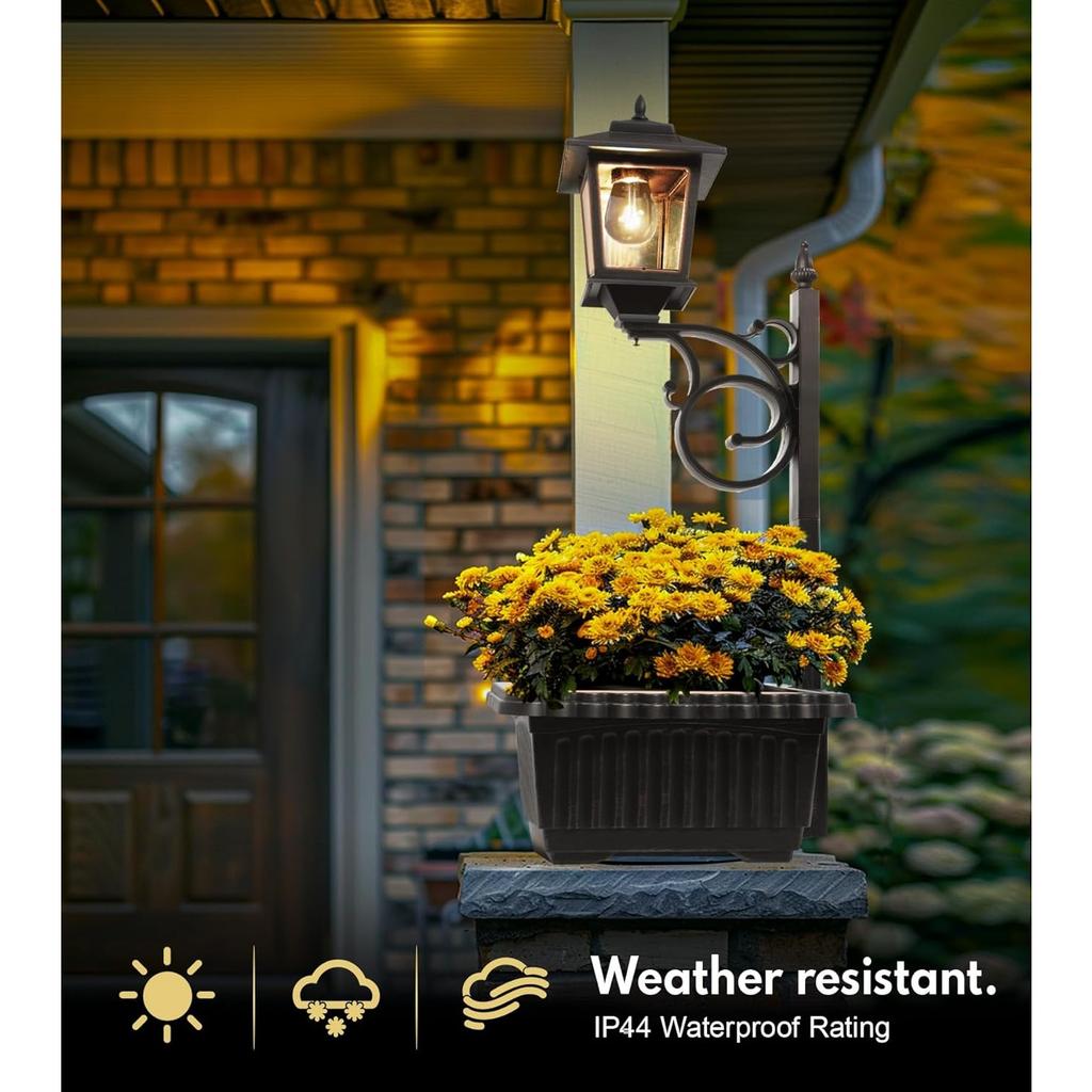 2-in-1 Outdoor-Blumentöpfe für echte oder künstliche Blumen, Solarlampen-Pfostenleuchten - Wandmontage oder freistehend, Wasserdichte Dekorationslampe