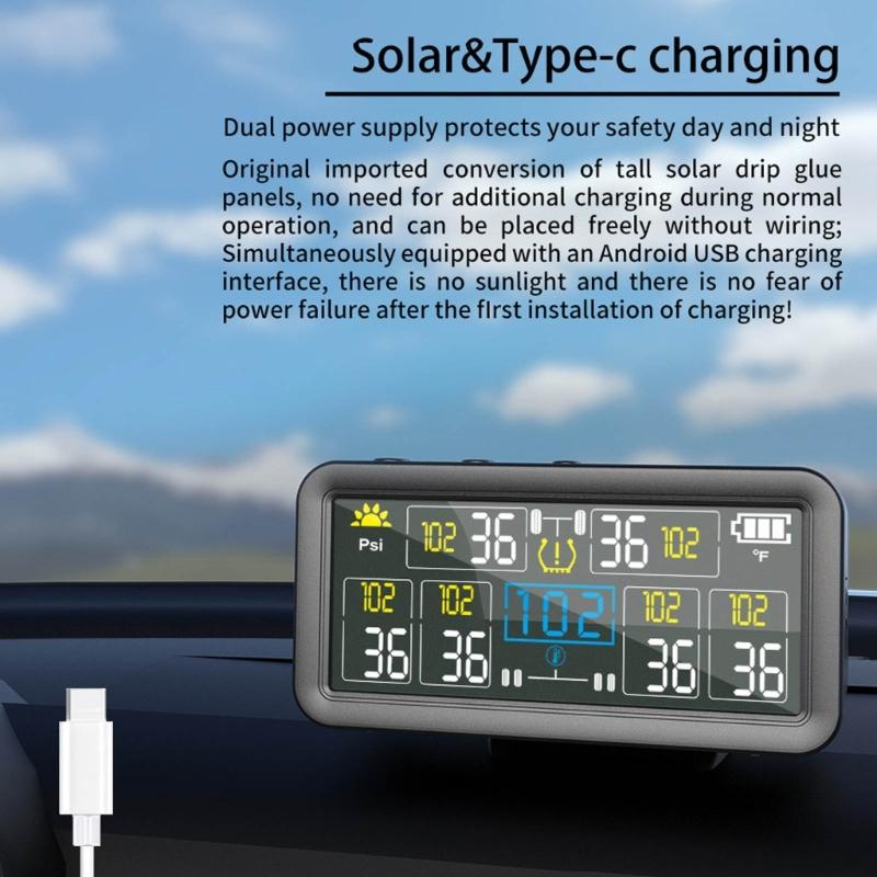 Tire Pressure Detection System For Vehicles 4 Wheel Monitoring Lightweight Energy Saving ABS+PC Alarm Function