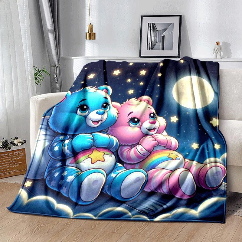 1pc Bear Printing Lightweight Flannel Blanket, Comfortable and Warm Blanket, for Camping Sofa Bed and Couch Office, In All Seasons