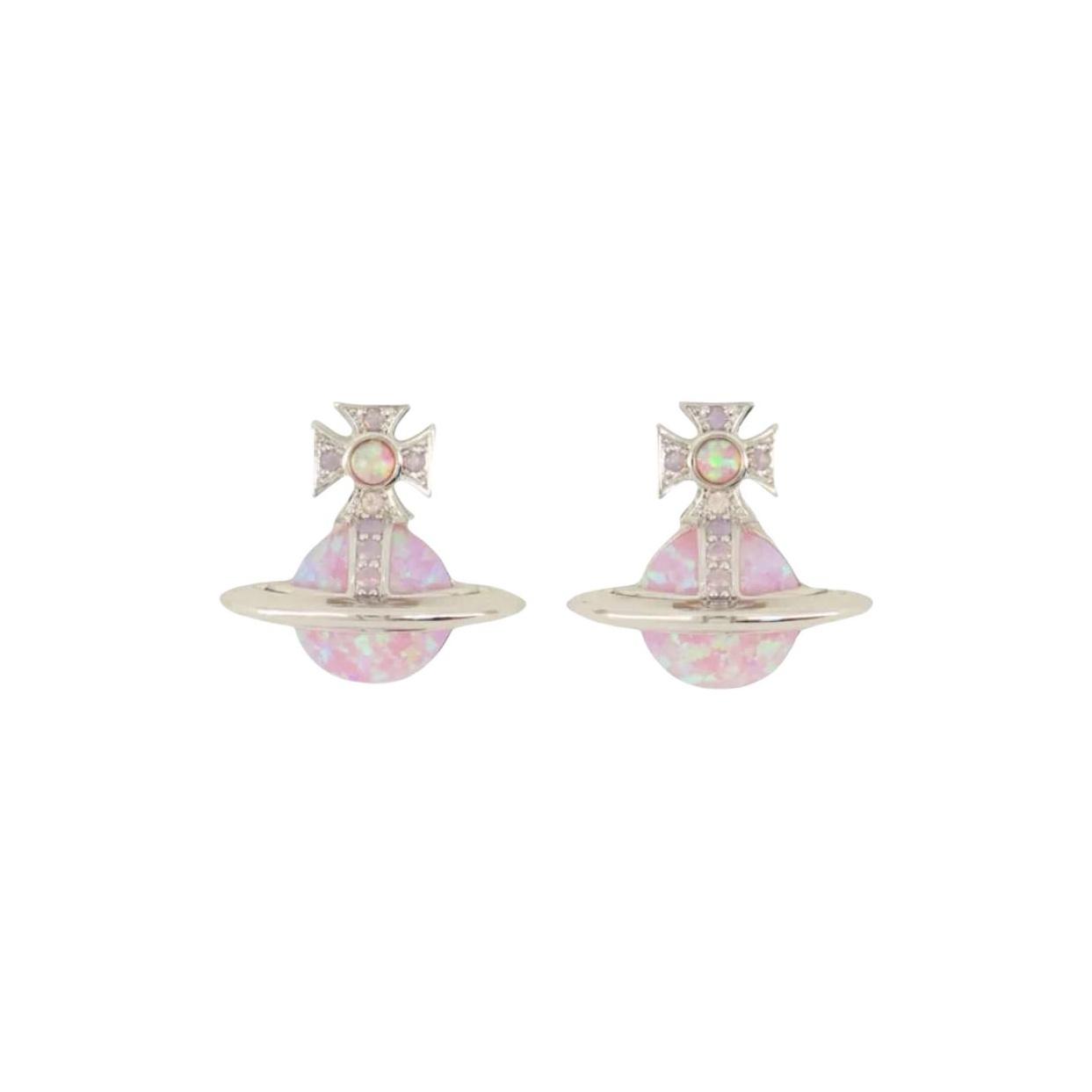Vivienne Westwood Sphere Pattern Cross Luck Crystal Earrings Women earrings Pink 6201035R02P663P663 F,Pink