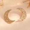 Beach Ocean Vacation Style Crescent Moon Simple Fashion Earrings Retro Carved Flower Female Earrings
