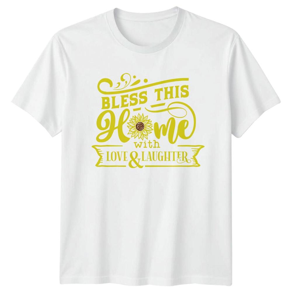 Bless This Home Sunflower TShirt Love Laughter Nature Tee S