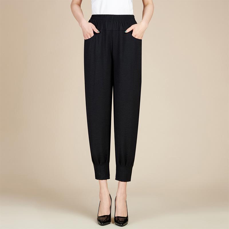 

Mom s Stylish Cotton Linen Summer Pants: Breathable, Loose-Fit Straight-Leg for Middle-Aged & Elderly XL (Recommended 90-110 jin)