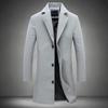 Men's Korean Style Slim Fit Mid-Length Wool Coat - Autumn/Winter Fashion Trench Outerwear