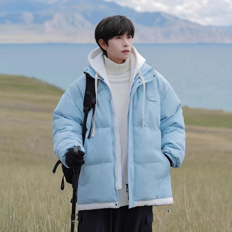 Fake Two-piece Cotton Coat Men's Jacket for Winter New Casual Loose Thickening