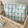 Vintage Plaid Women's Storage Bags Large Capacity Cosmetic Bag Make Up Case Soft Cotton Portable Female Clutch Purse Handbags