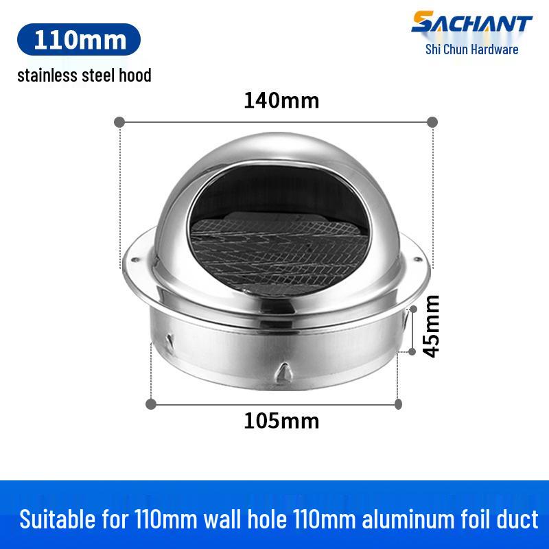 Regensichere Lüftungskappe aus 304 Edelstahl mit Lamellendesign