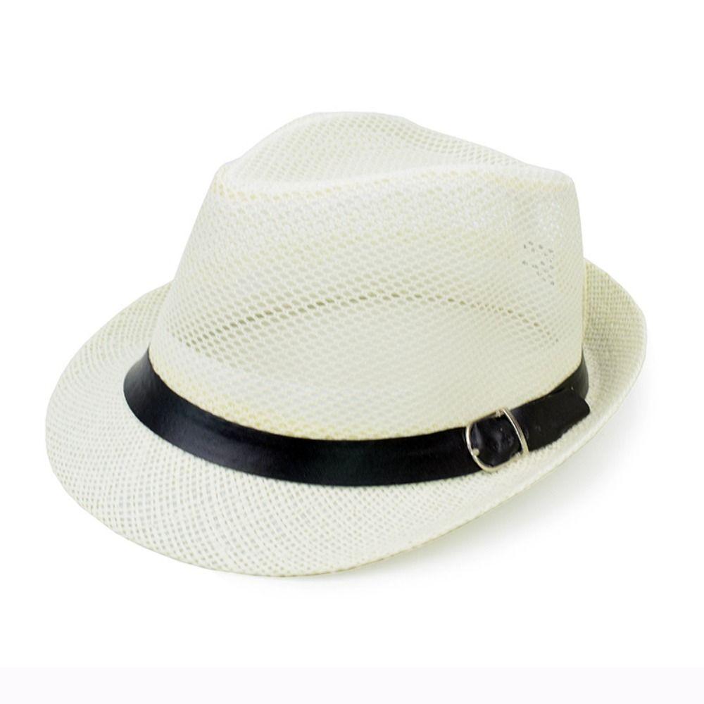 New Mesh Men Straw Panama Hat Wide Brim Brethable Sun Cap Lightweight Sunscreen Summer Beach Cap