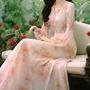 Summer French Style High End Exquisite Printed Fitted Long Wedding Party Dress Elegant Pure Desire Style Sensual Maxi Dress
