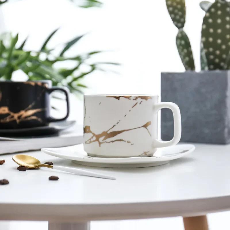 Marble Coffee Cup, Black and White Cup and Saucer Cup. High Quality Coffee Cup, Coffee Set,  Saucer Cup Mugs  Cups