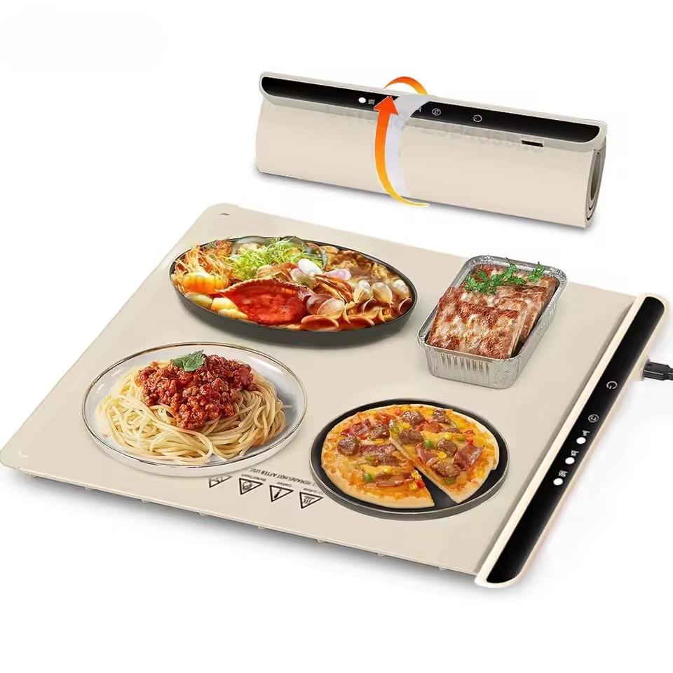 

Electric Warming Tray Foldable Food Warmer Fast Heating Portable Dining Table Warmer Food Warmer Mat with Full Surface Heating EU Plug серый