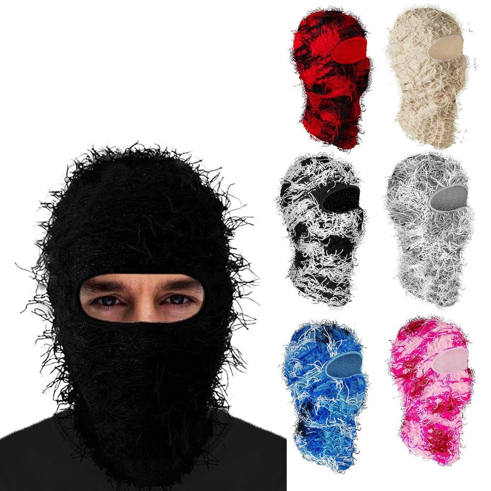 Balaklafa hat for men and women, funny acrylic knitted yarn head cover, outdoor skiing thermal mask