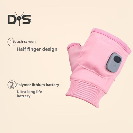 1 pár vyhřívaných rukavic bez prstů Rychlé zahřívání Trvalé teplo Nastavitelné dobíjecí elektrické vyhřívané jezdecké rukavice v plné barvě