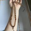 Versatile Tea Brown Crystal Beaded Necklace Thangka Amulet Fox Fairy Sweater Chain 6mm