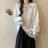 Real Shot Half Zipper Lo Lapel Long-sleeved Sweater Women's Season Thin Loose and Thin Top
