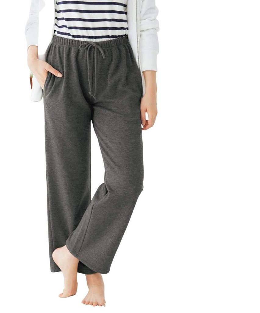 Nissen Lounge Black Size M Pajama/Loungewear Bottoms, Fall/Winter, Fluffy-Lined Pants, 2-Piece Set, + Charcoal,