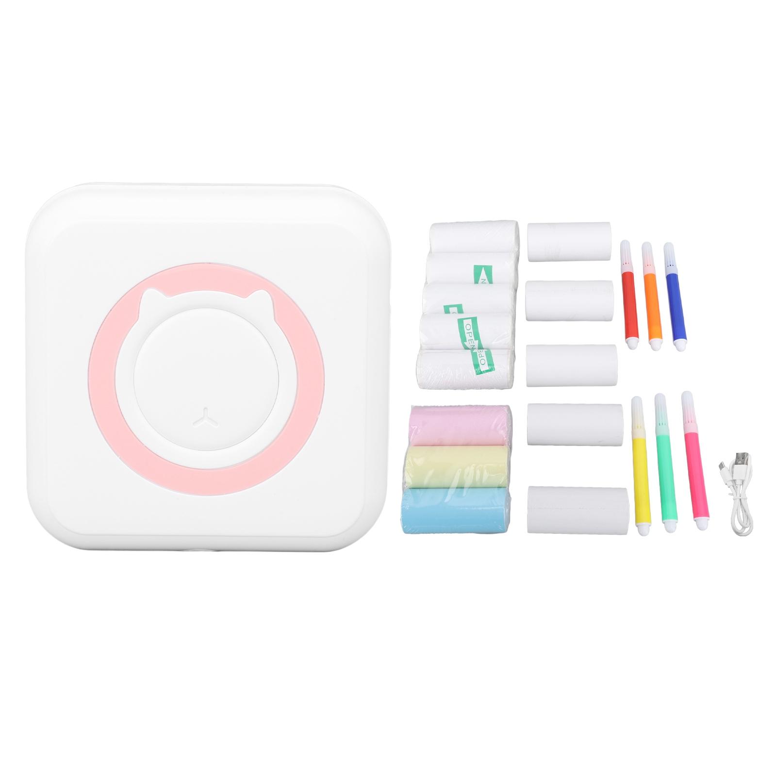 

Карманный принтер Bluetooth Мини Портативный Термопринтер с Цветной Бумагой для Обучения розовый