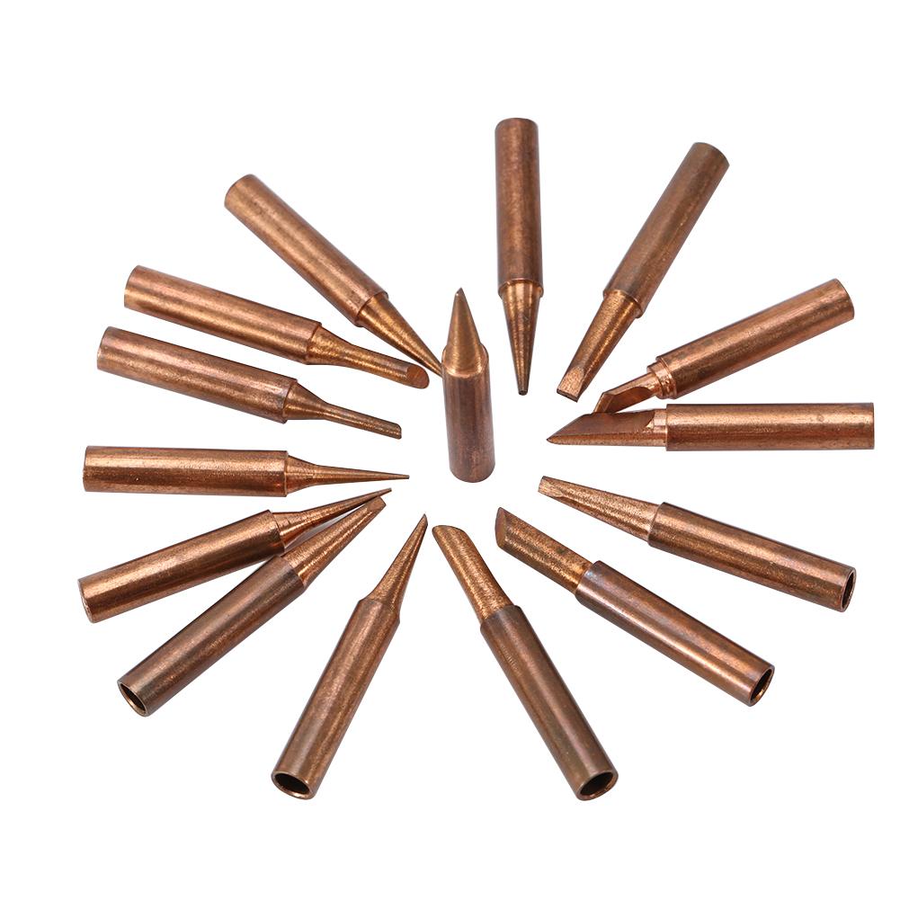 15pcs Set   free Copper 900M T Iron Solder Tip For 936,937,938,969,8586 Soldering Station