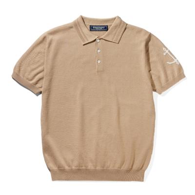 Geonjiulleunseu Cotton Short Sleeve Collared Knit - Light Camel