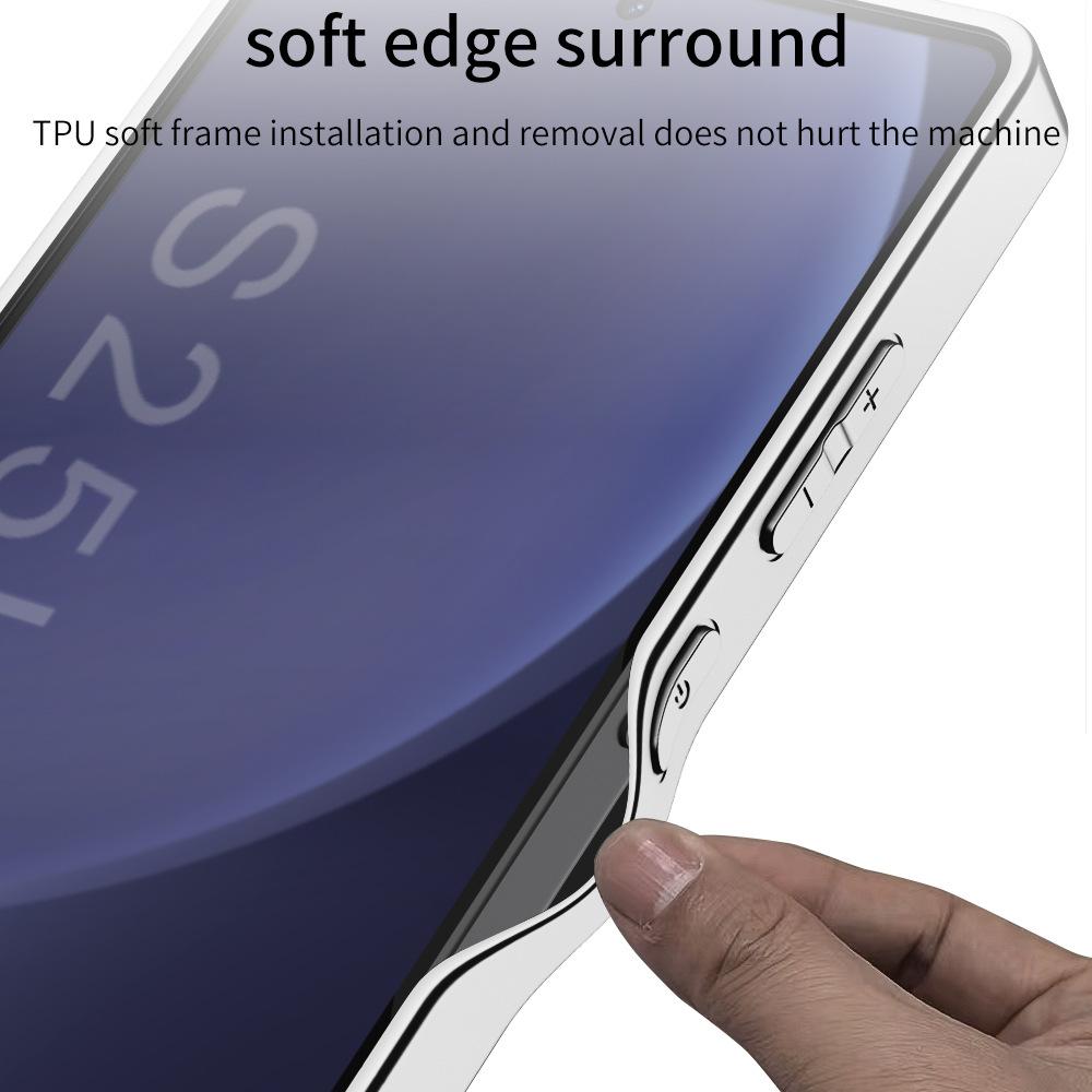 Suitable for Samsung S25 Ultra Electroplated Plain Leather Gentleman Mobile Phone Case with Leather Fashion Simple Style Protection Case