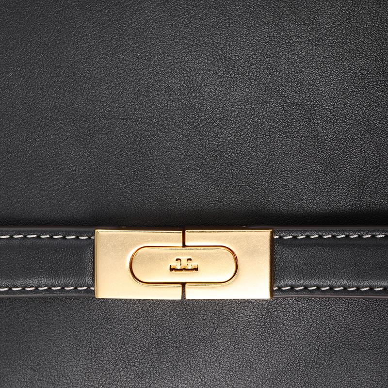 Tory Burch Lee Radziwill Matte Premium Refined Leather Shoulder Crossbody Mini Bag Women Handbags Black Black-Gold 75662-001