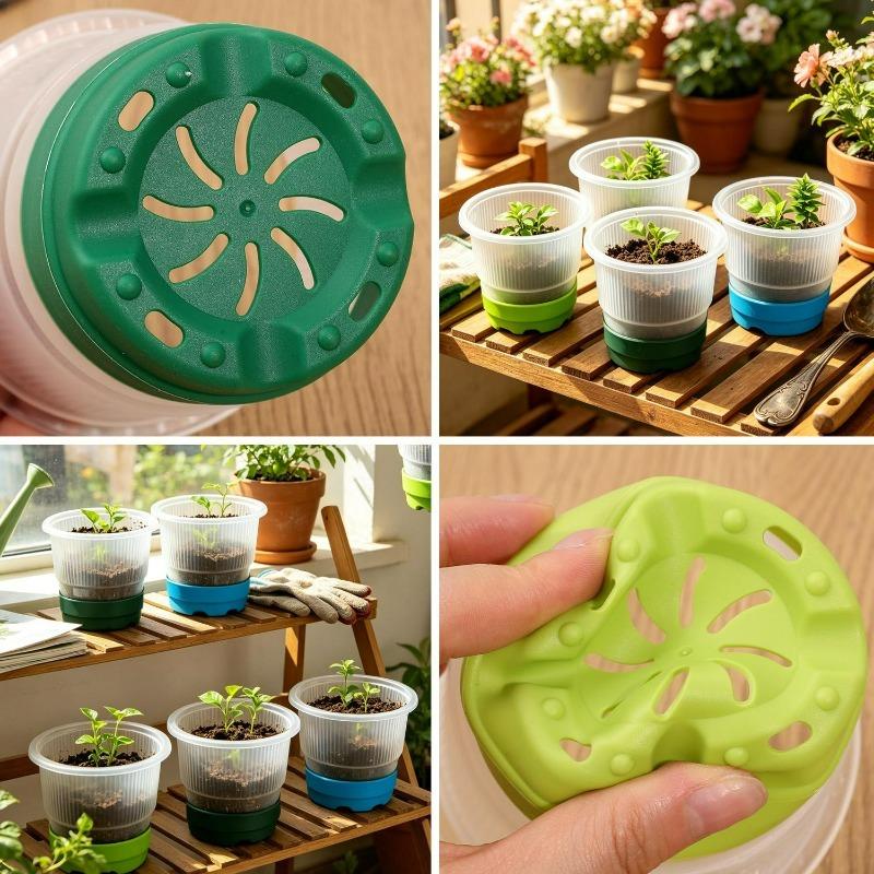1/10PCS Round Nursery Pots with Soft Silicone Base Clear Flower Plant Transplant Pot Reusable Seedling Container Garden Supply