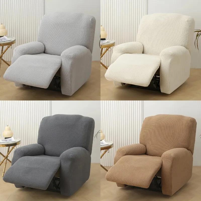 4Pcs In 1Seat Polar Fleece Recliner Sofa Cover Non-Slip Stretch Relaxing Armchair Cover Single Sofa Slipcover