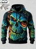 3D Print Halloween Women's Hoodie Haunted House Ghost Pumpkin Bat Lightning Full Print Pullover Long Sleeve Sweatshirt