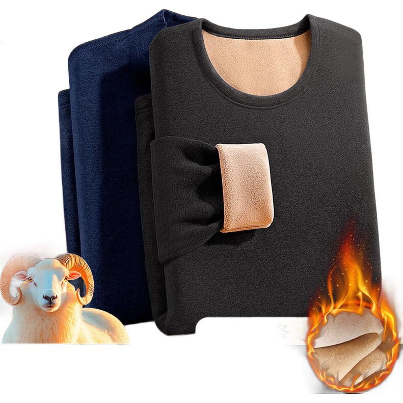 Yalu Fleece-Lined Thick Wool And Silk Thermal Underwear for Women, Autumn Top And Pants for Men, Cold-Resistant, -40°C Warm Clothing Set