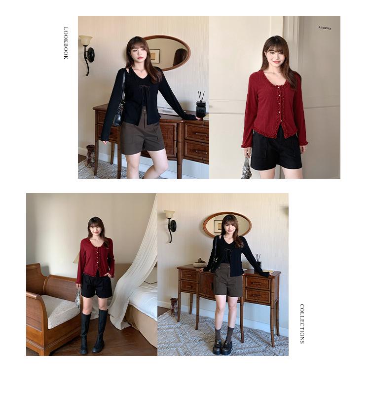 Women's Plus Size Korean Style Woolen High Waist Straight Leg Shorts