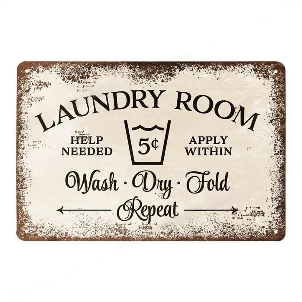 Vintage Fun Laundry Room Metal Tin Sign Plaque Black Cat Posters Decorative Plates For Home Laundry Room Bathroom Wall Decor