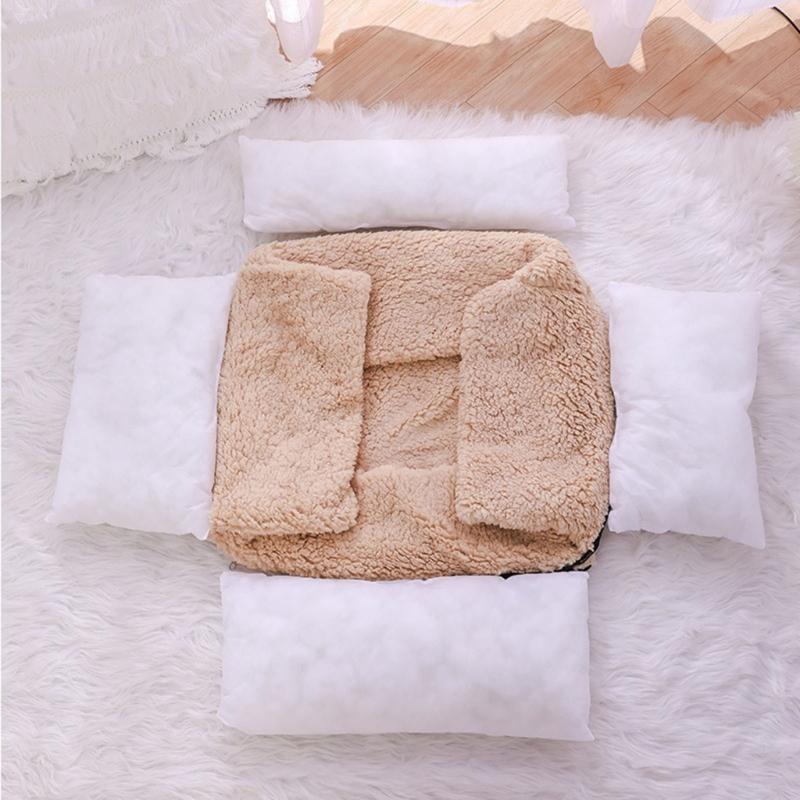 Pet Bed Kittens Puppy Birthday Gift for Dog Detachable Furry Cover for Dog and Cats Warm Bed Nest