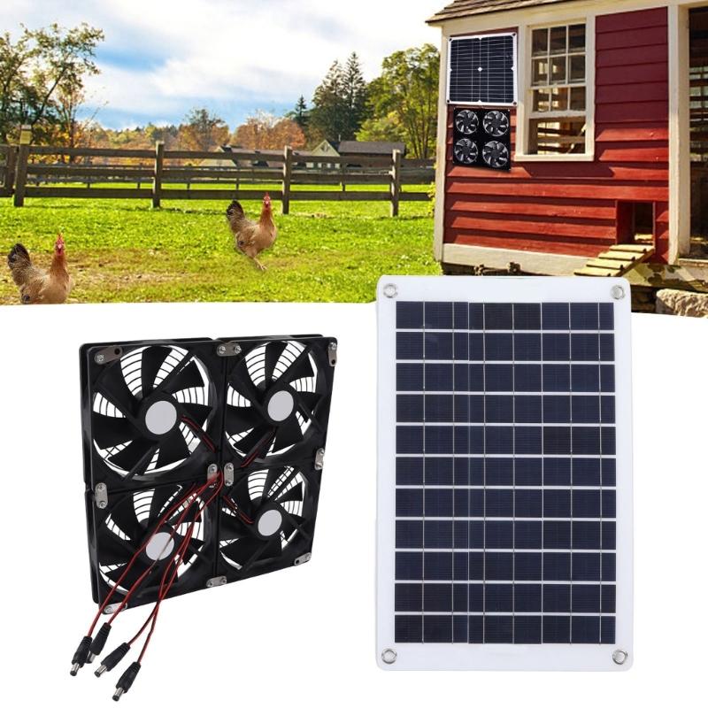 14inch Solar Exhaust Fan Solar Power Controller Solar Panel Powered Fan Ventilation Fan for Dog Kennel Chicken House