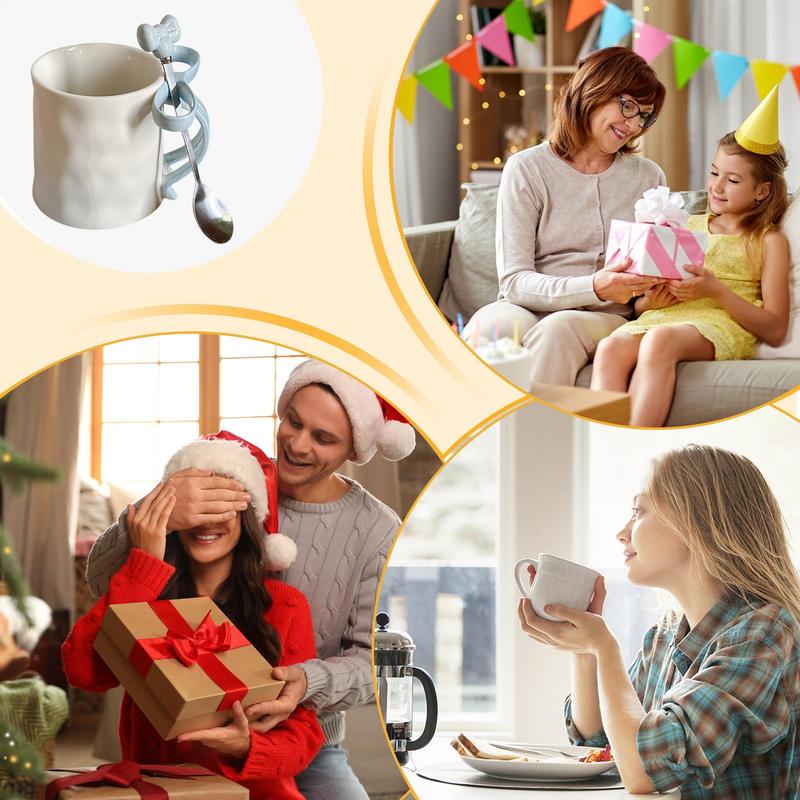 500ml Ceative Ceramics Cup with Pink Bow Handle Decor Cute Lovely Coffee Mug Breakfast Milk Cup Tea Coffee Cup Drinking Utensils