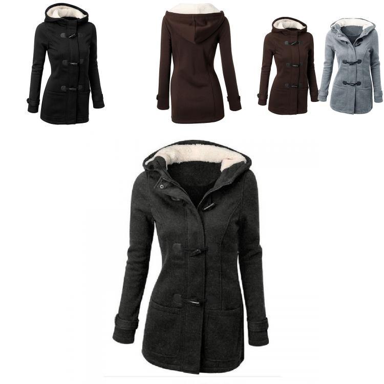 Giacca da Donna con Cappuccio in Misto Poliestere e Cotone con Zip e Bottoni a Corno Vestibilità Sartoriale Elegante Capospalla da Pendolare