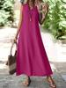 European Women's Sleeveless V-Neck Loose Summer Dress - Elegant & Fashionable