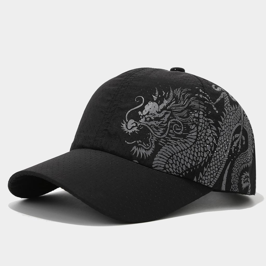 Neue chinesische Drachenmuster-Baseballkappe Sommer Trendmarke Schnelltrocknende Kappe Herren und Damen Outdoor Atmungsaktive Sonnenkappe