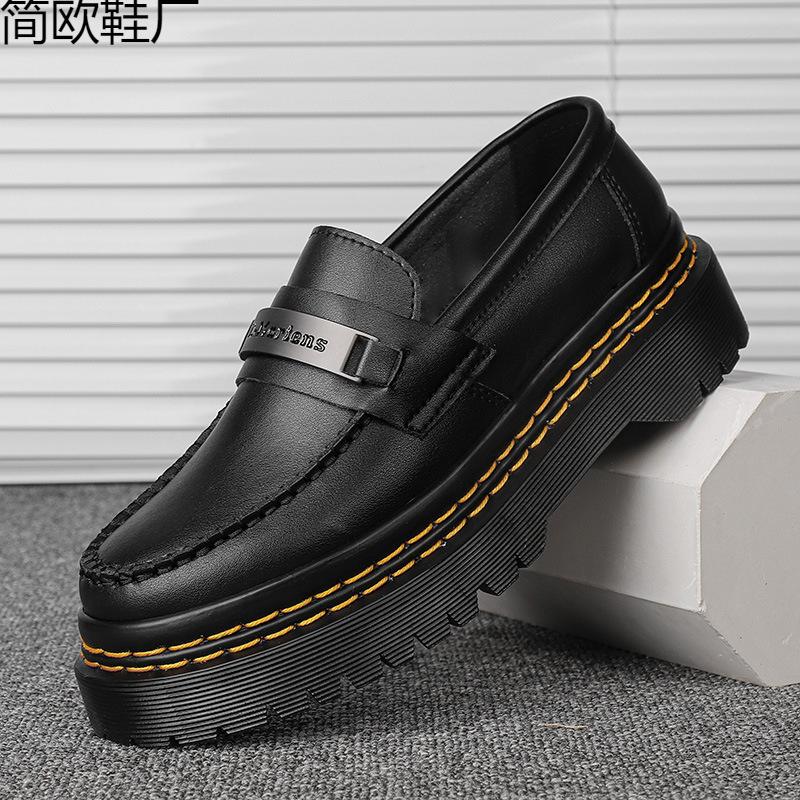 

High-quality foot cover thick-soled double-sewn thread men s and women s shoes cowhide low-top couple s muffin 45 чорний