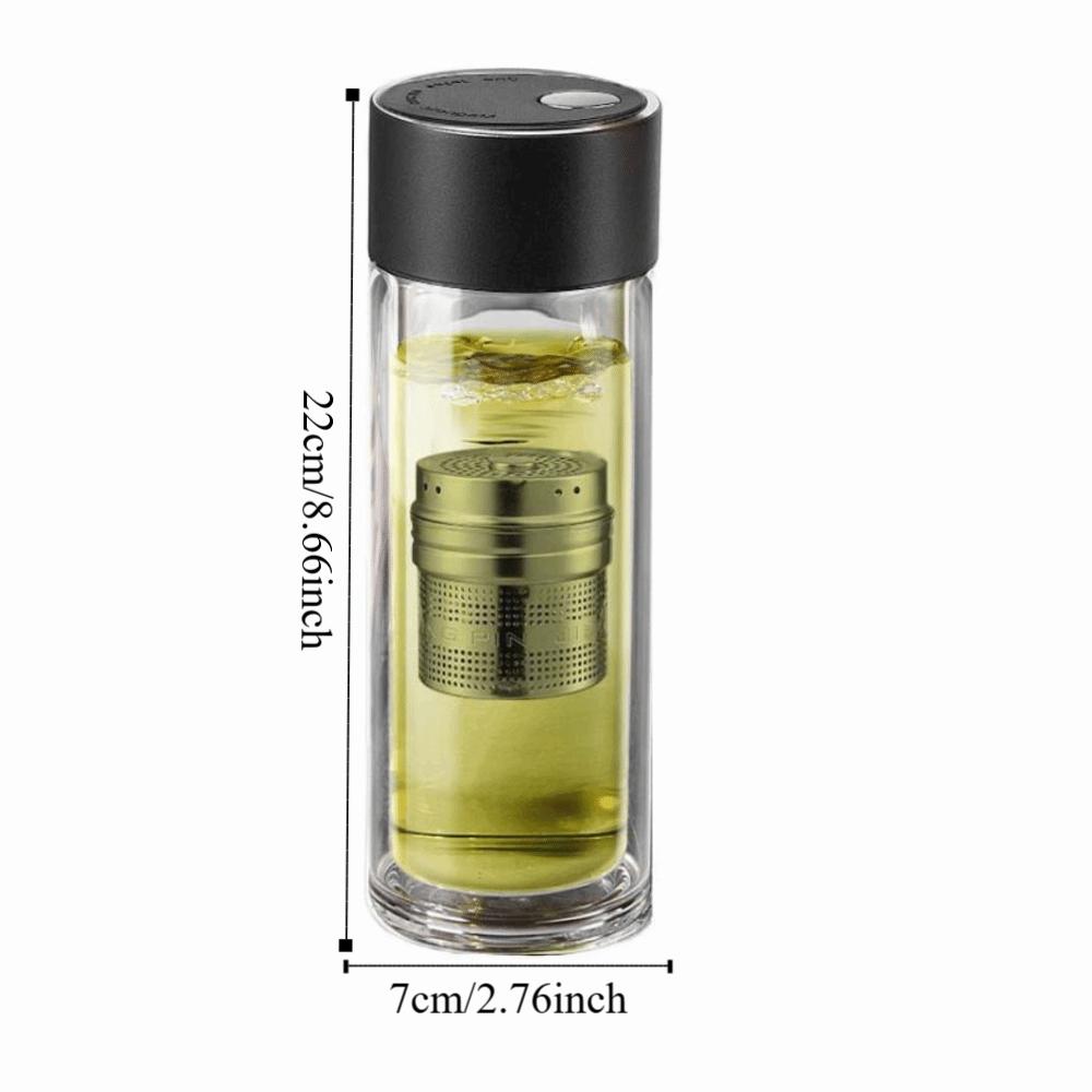 Double Wall Glass Tea Cup with Tea Infuser Insulated Glass Water Bottle 500ml Stainless Steel Filter Tea Bottle Kitchen Supplies