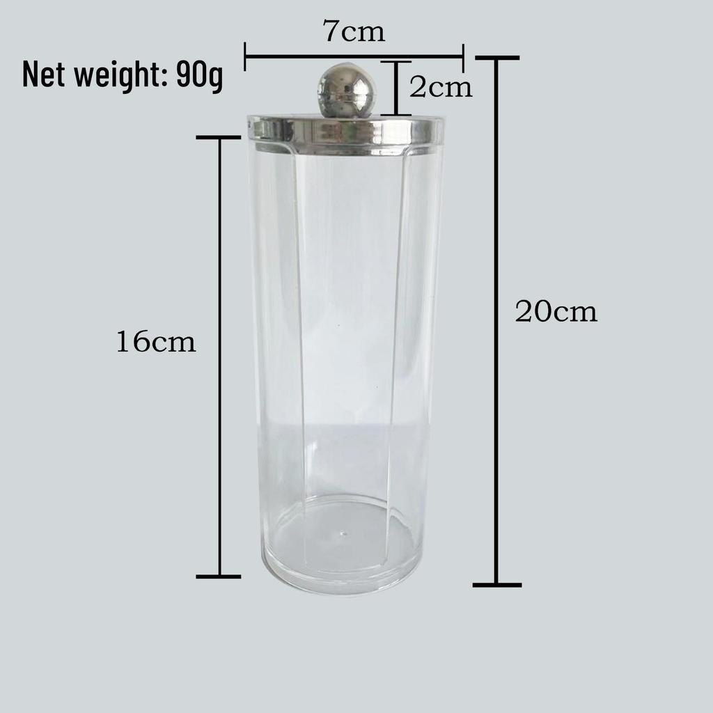 Suport transparent pentru bețișoare de bumbac cu model de diamant - capac din bambus, cutie rotundă portabilă pentru depozitarea cosmeticelor