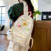 Autumn New Simple Lightweight Student Backpack Junior/high School Girl Schoolbag Cute Sweet Embroidery Striped Travel Book Bags with Cartoon Pendant