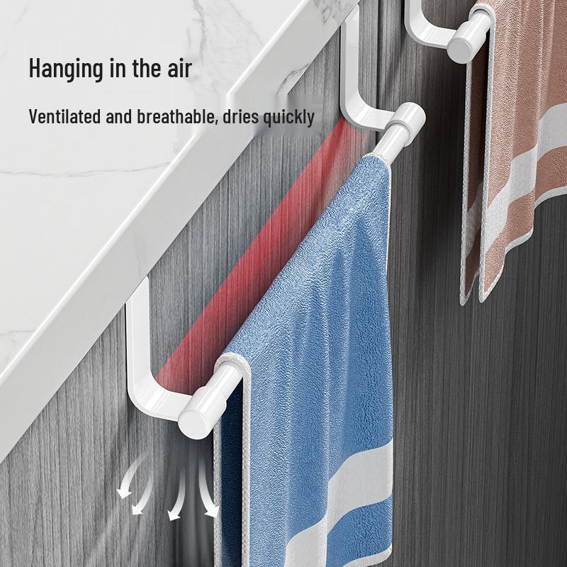 Stainless Steel No-Drill Towel Rack for Cabinet Doors - Wall-Mounted Dishcloth Hanger for Kitchen & Bathroom