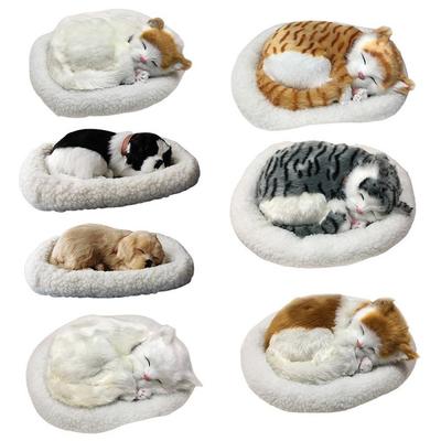 Sleeping Cat Toy Breathing Cat Stuffed Animal Doll with Mat Plush Toys for Children