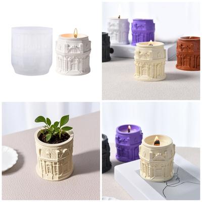 Silicone Mould for Candle Making and Resin Art Louvre Relief Storage Cup Crafting Nordic Designs Home Decoration