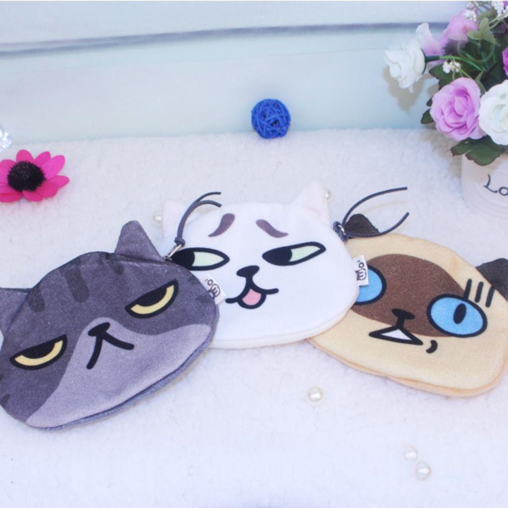 Cat Expression Cat Earphone Bags Cute Pattern Change Storage Bag Lipstick Cosmetic Bag  Children